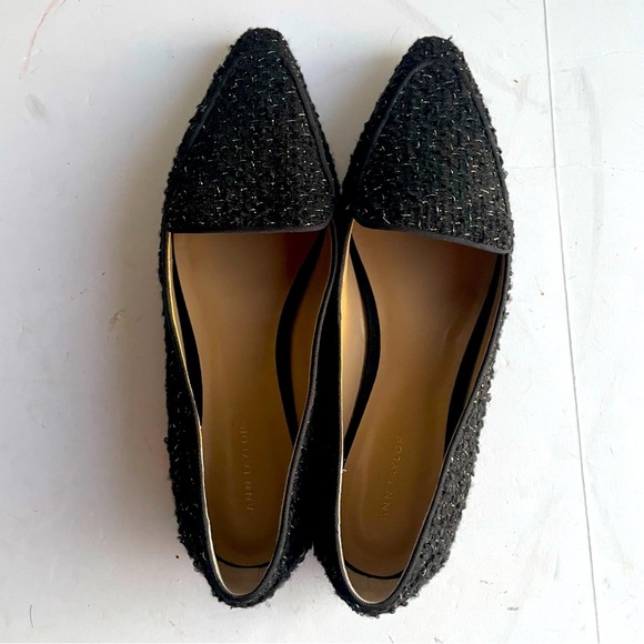 Ann Taylor Shoes - Ann Taylor Flats Women's Black Silver Tweed Nip Toe Loafers Slip On Shoes Size 8